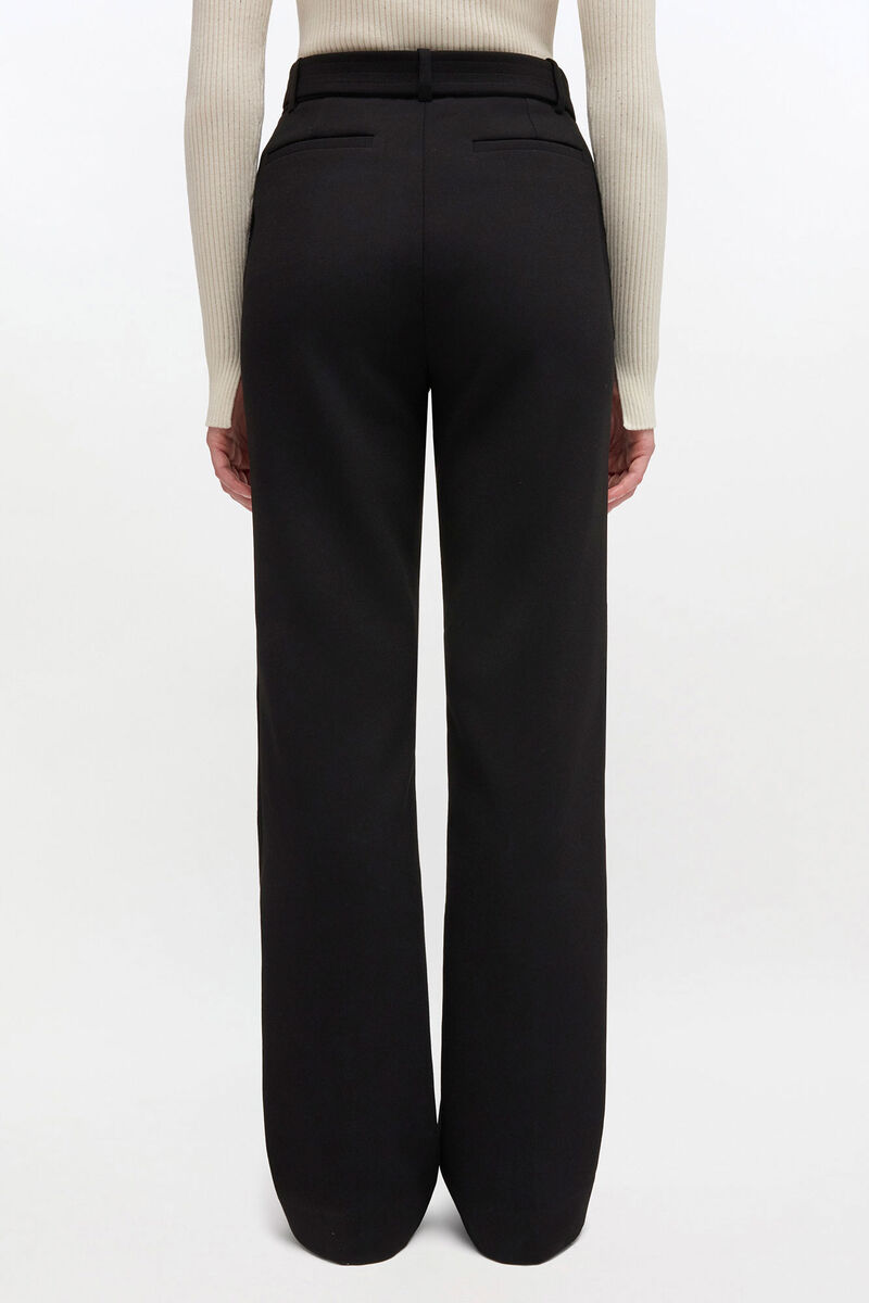 Black Belted Trousers, Recycled Polyester, in colour Black - 3 - GANNI