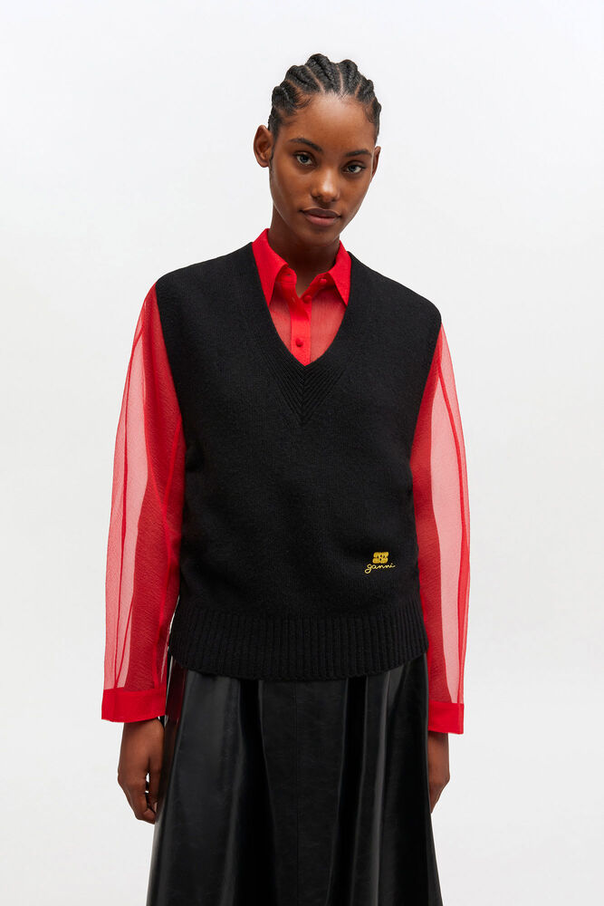 Wool Mix Vest, Jet Black