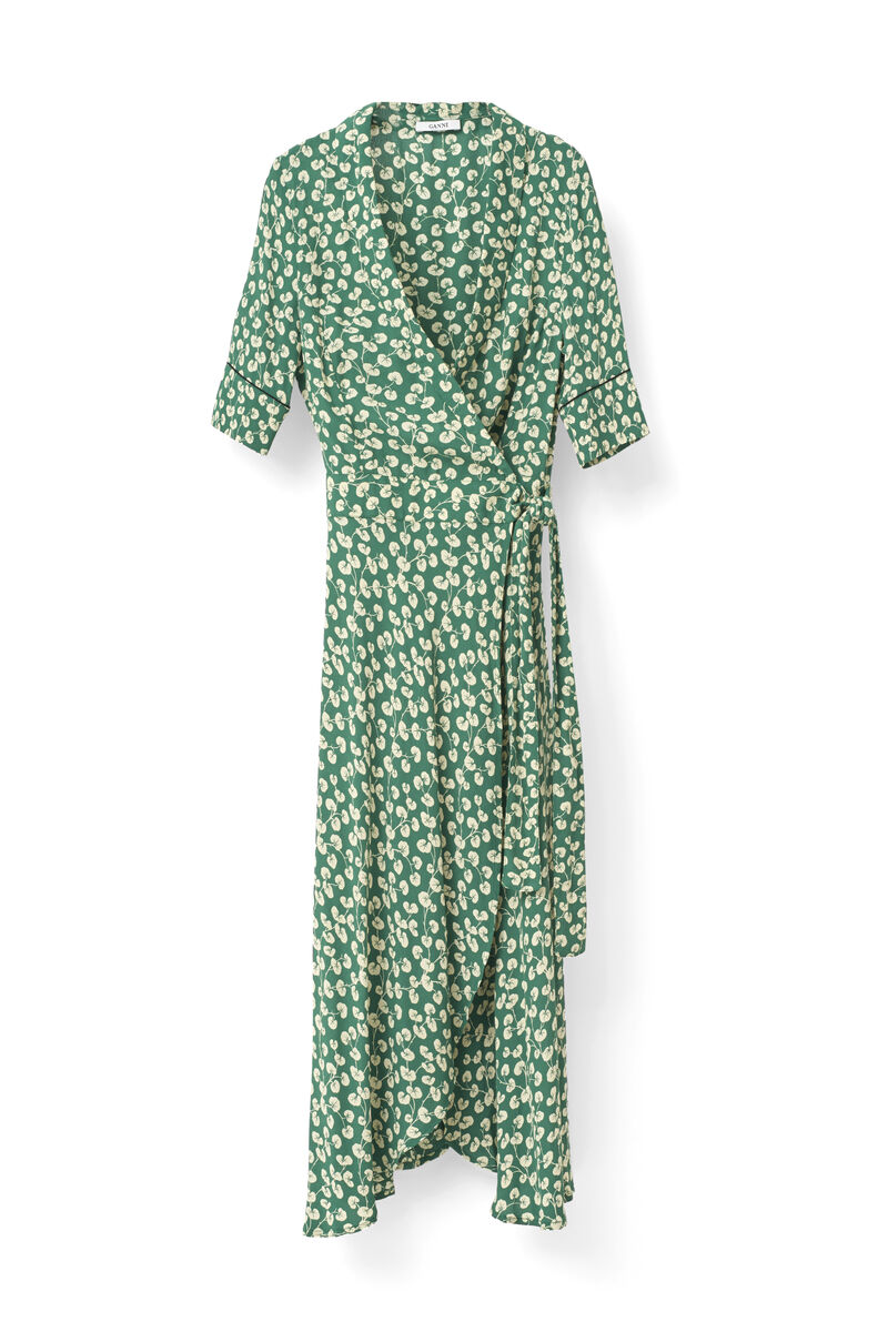 Dalton Crepe Dress, in colour Verdant Green - 1 - GANNI