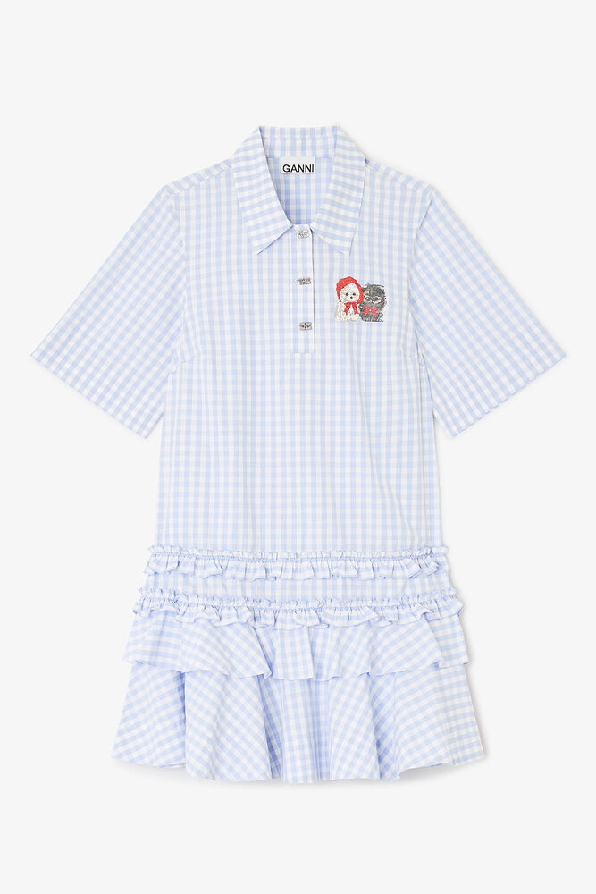 Blau kariertes Hemdkleid, Lavender Lustre