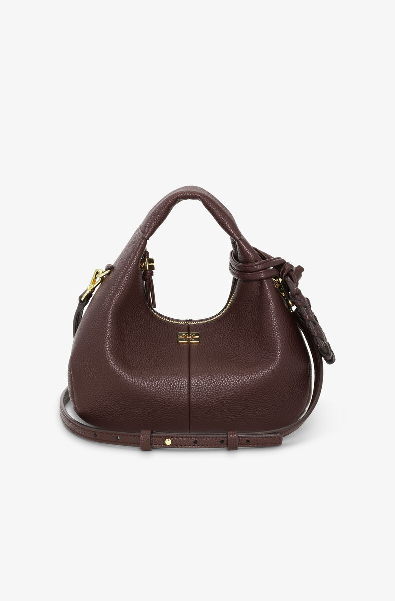 Mini sac Hobo marron, Polyurethane, in colour Chicory Coffee - 1 - GANNI
