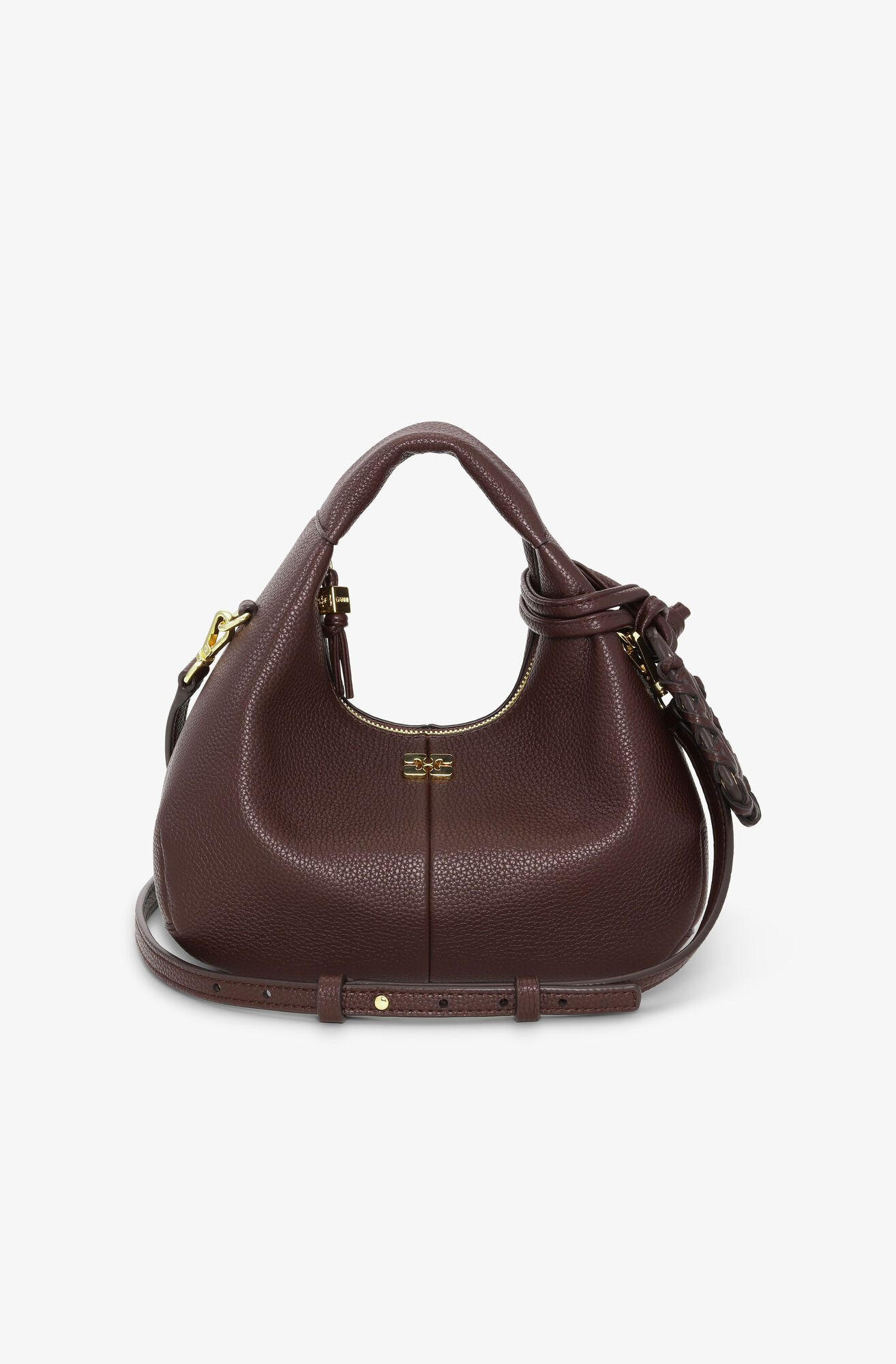 Mini sac Hobo marron, Polyurethane, in colour Chicory Coffee - 1 - GANNI