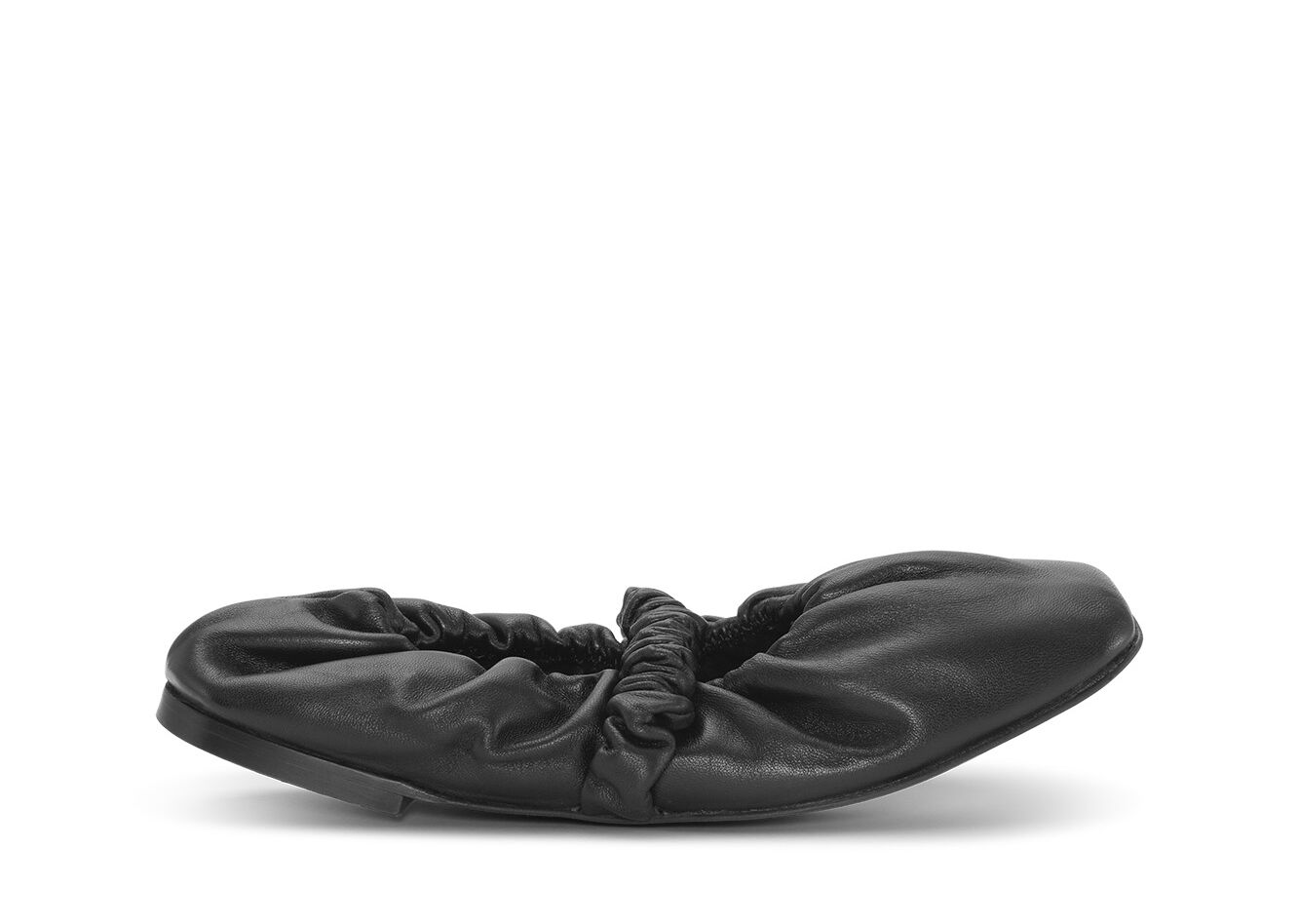 Scrunchie Ballerina, Calf Leather, in colour Black - 1 - GANNI