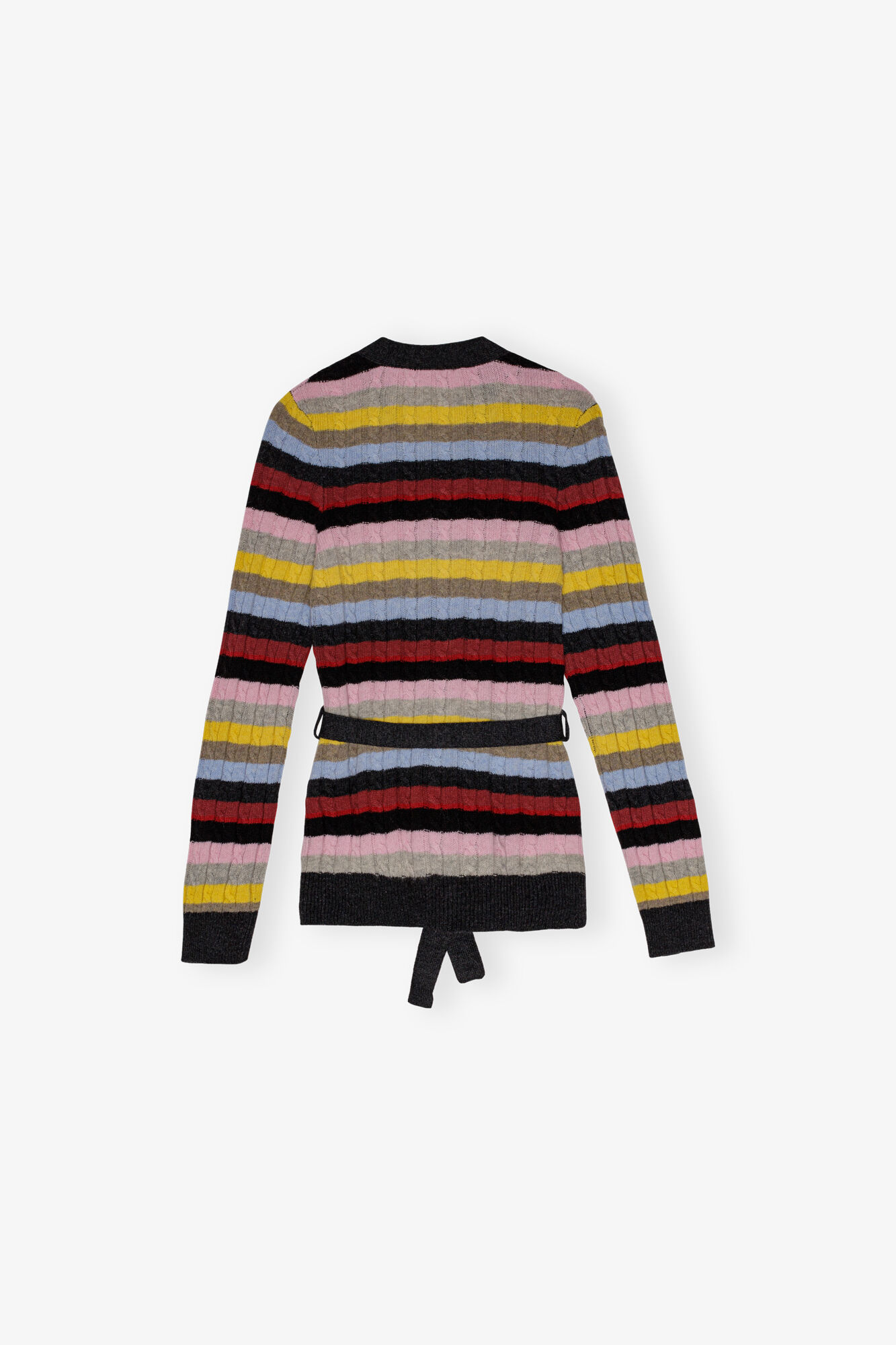 Multicolour Stripe Belt Cardigan, Recycled Polyamide, in colour Multicolour - 2 - GANNI