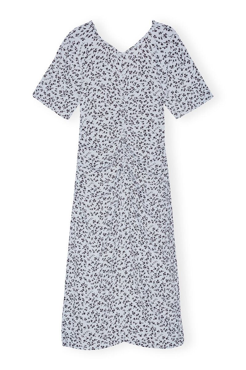 Printed Crepe U-neck Midi Dress, in colour Heather - 2 - GANNI