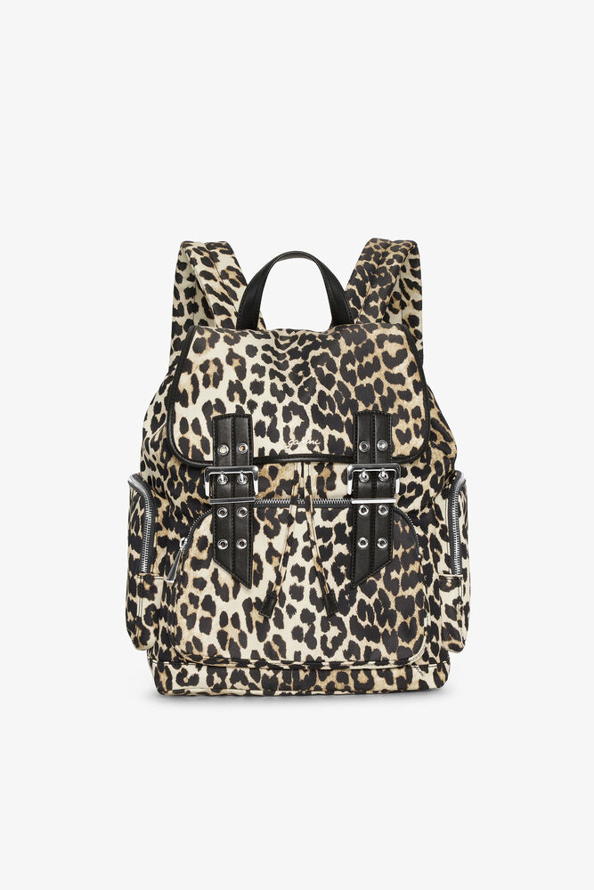 Leopard Bucky Nylon Backpack, Leopard