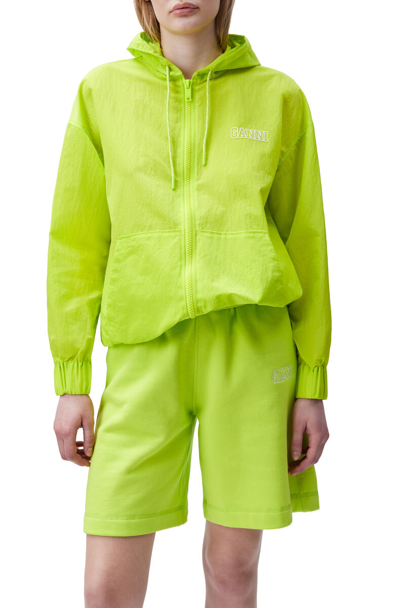 Tech Fabric Jacket, Nylon, in colour Lime Popsicle - 4 - GANNI