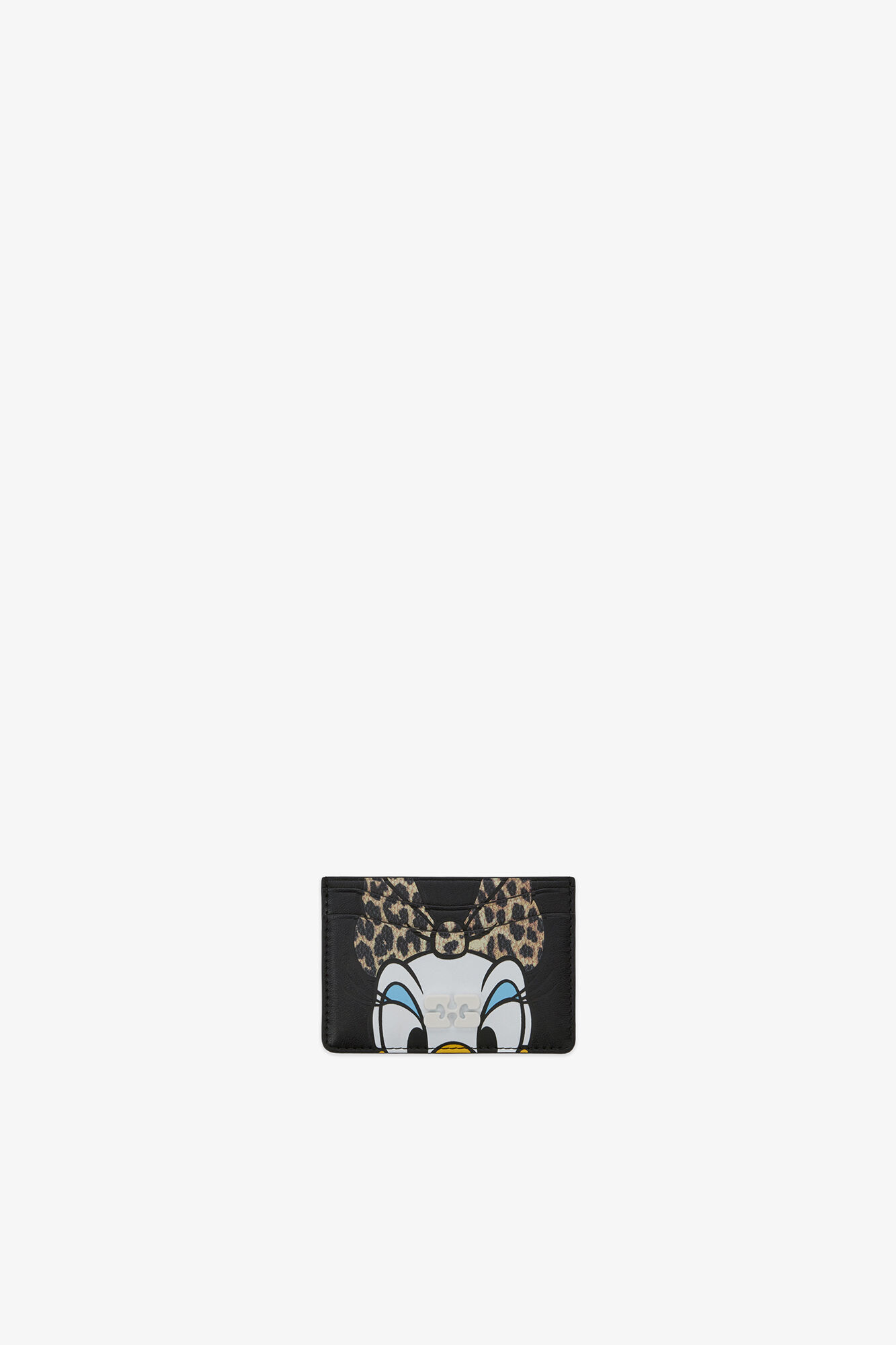 Bou Card Holder with Daisy Duck, Recycled Leather, in colour Black - 1 - GANNI