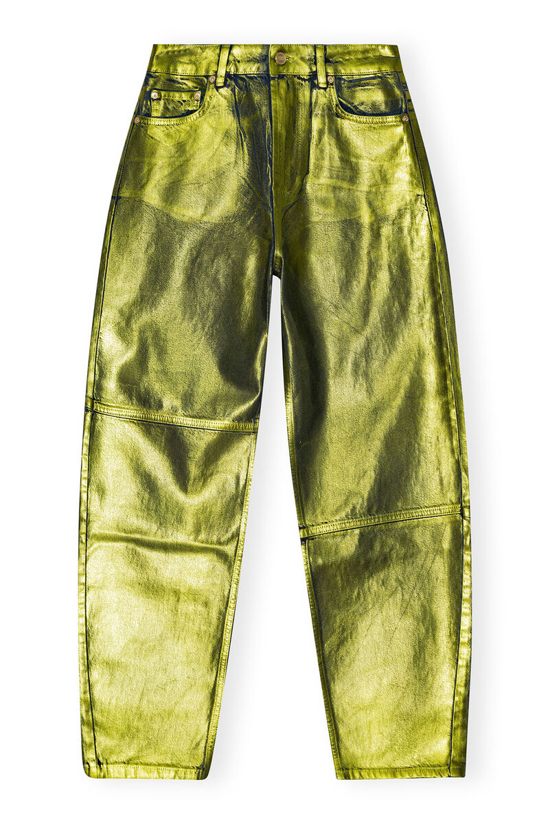 Green Foil Stary Jeans, Cotton, in colour Basil - 1 - GANNI
