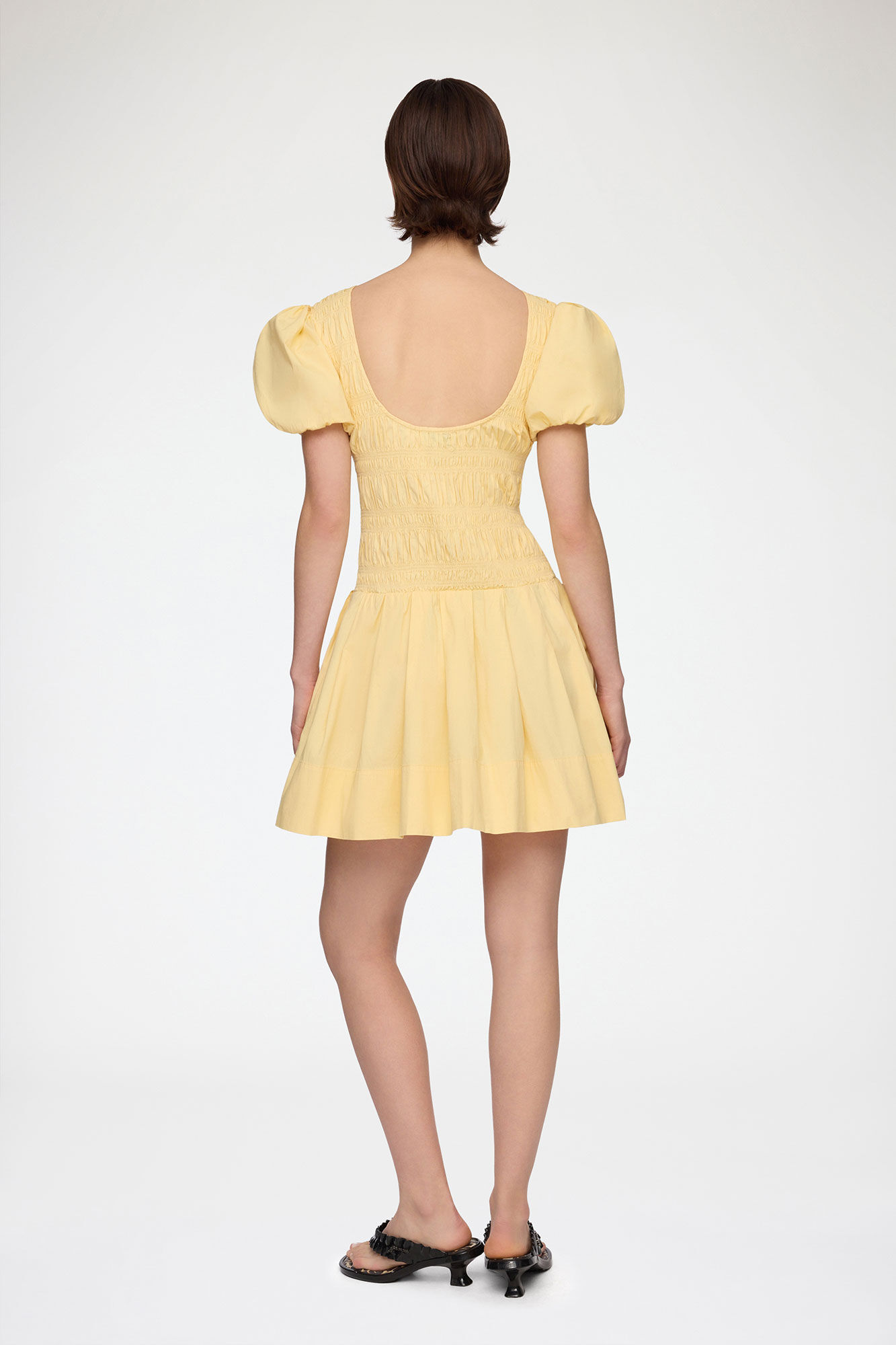 Mini Dress in Yellow Cotton, Organic Cotton, in colour Italian Straw - 2 - GANNI