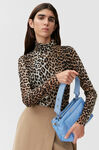 Gjennomsiktig, høyhalset mesh-genser, Recycled Nylon, in colour Leopard Seedpearl - 3 - GANNI