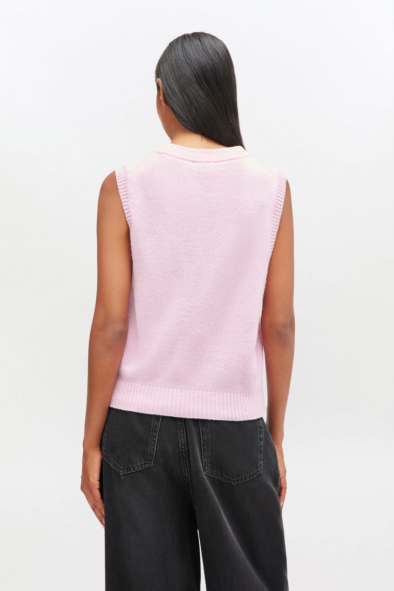 Pink Puppy Wool Vest, Recycled Polyamide, in colour Chalk Pink - 3 - GANNI