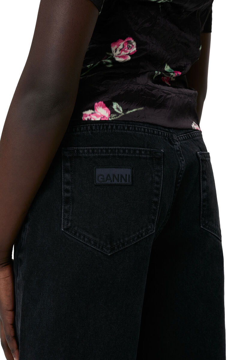 Crinkled Satin Blouse, Elastane, in colour Black - 4 - GANNI