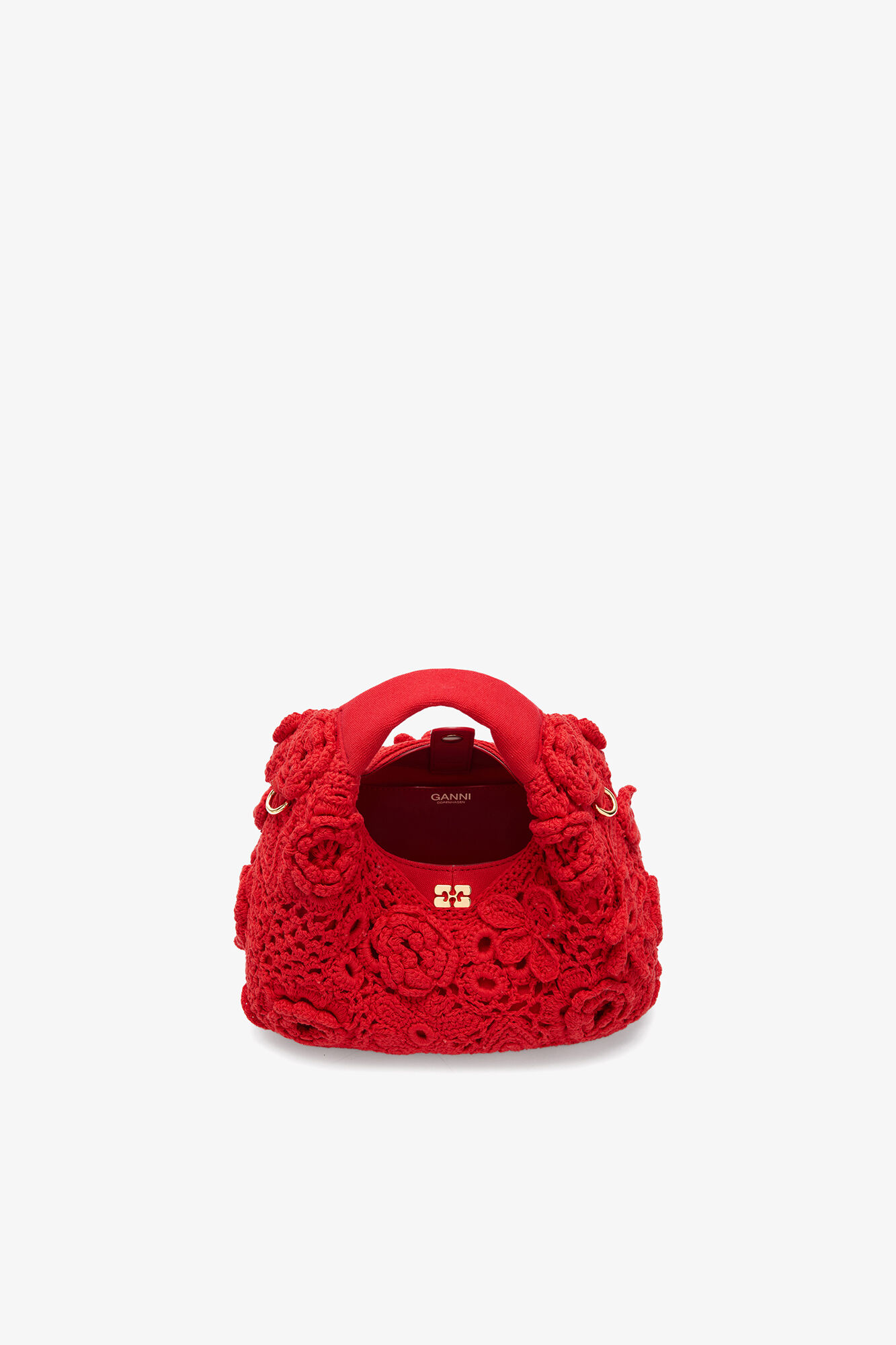 Goji Berry Mini Hobo Bag in Red Crochet | GANNI (Global) CA
