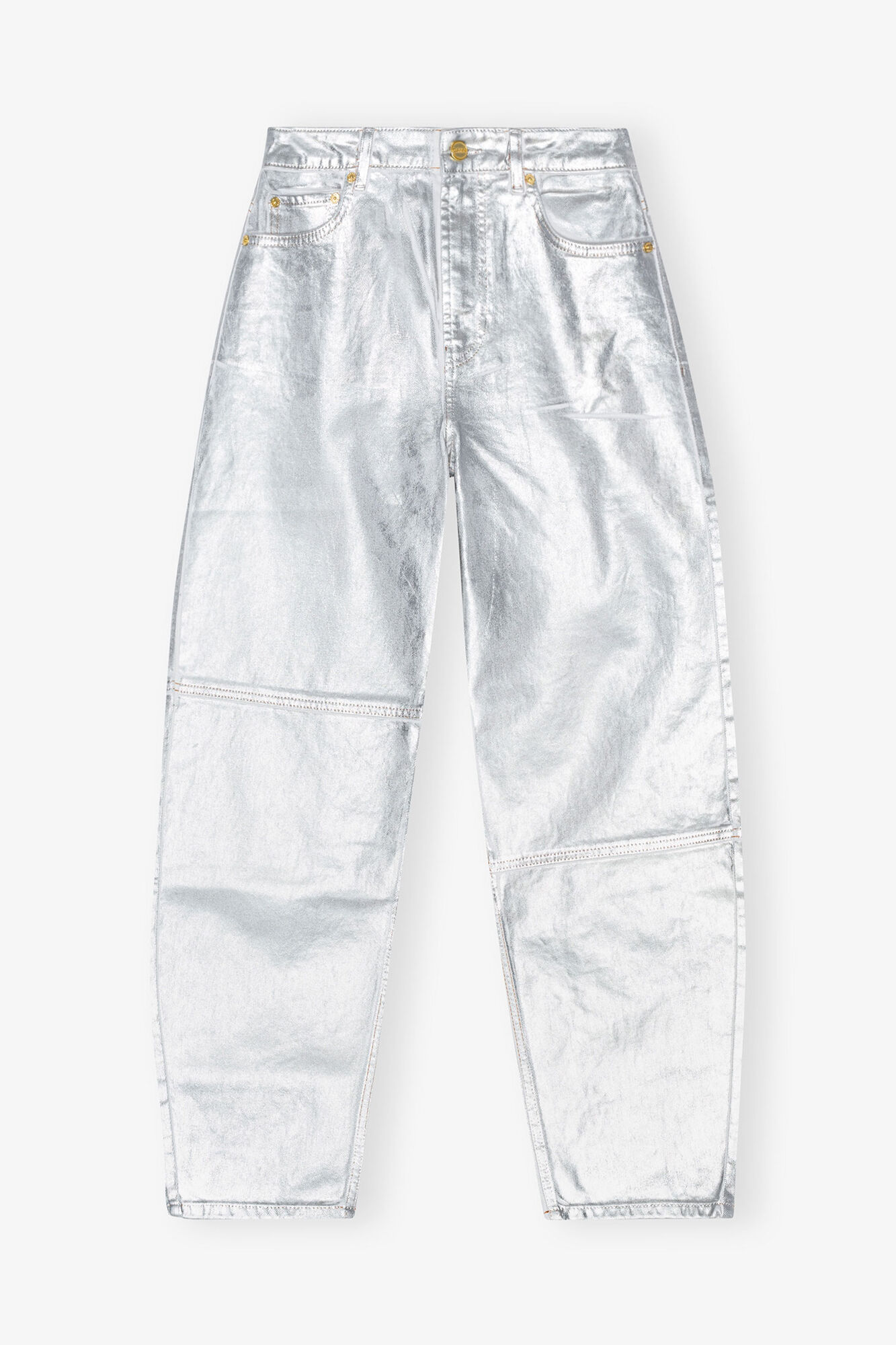 Jeans Stary effet foil argent&eacute;, Organic Cotton, in colour Bright White - 1 - GANNI