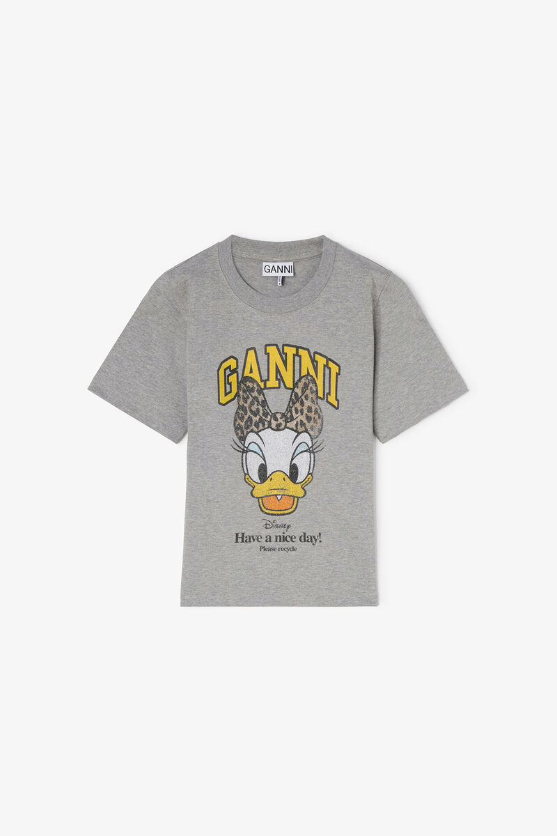 Daisy Duck Grey Printed Baby Fit T-shirt, Organic Cotton, in colour Paloma - 1 - GANNI