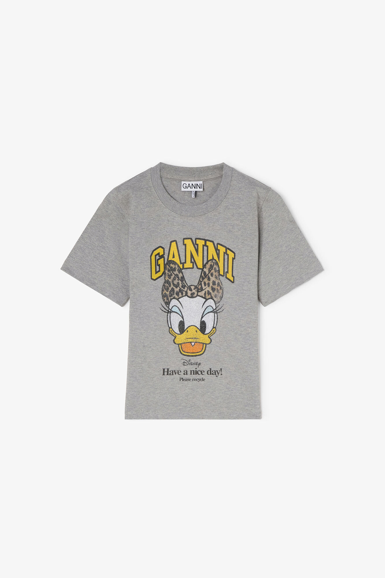 Daisy Duck Grey Printed Baby Fit T-shirt, Organic Cotton, in colour Paloma - 1 - GANNI