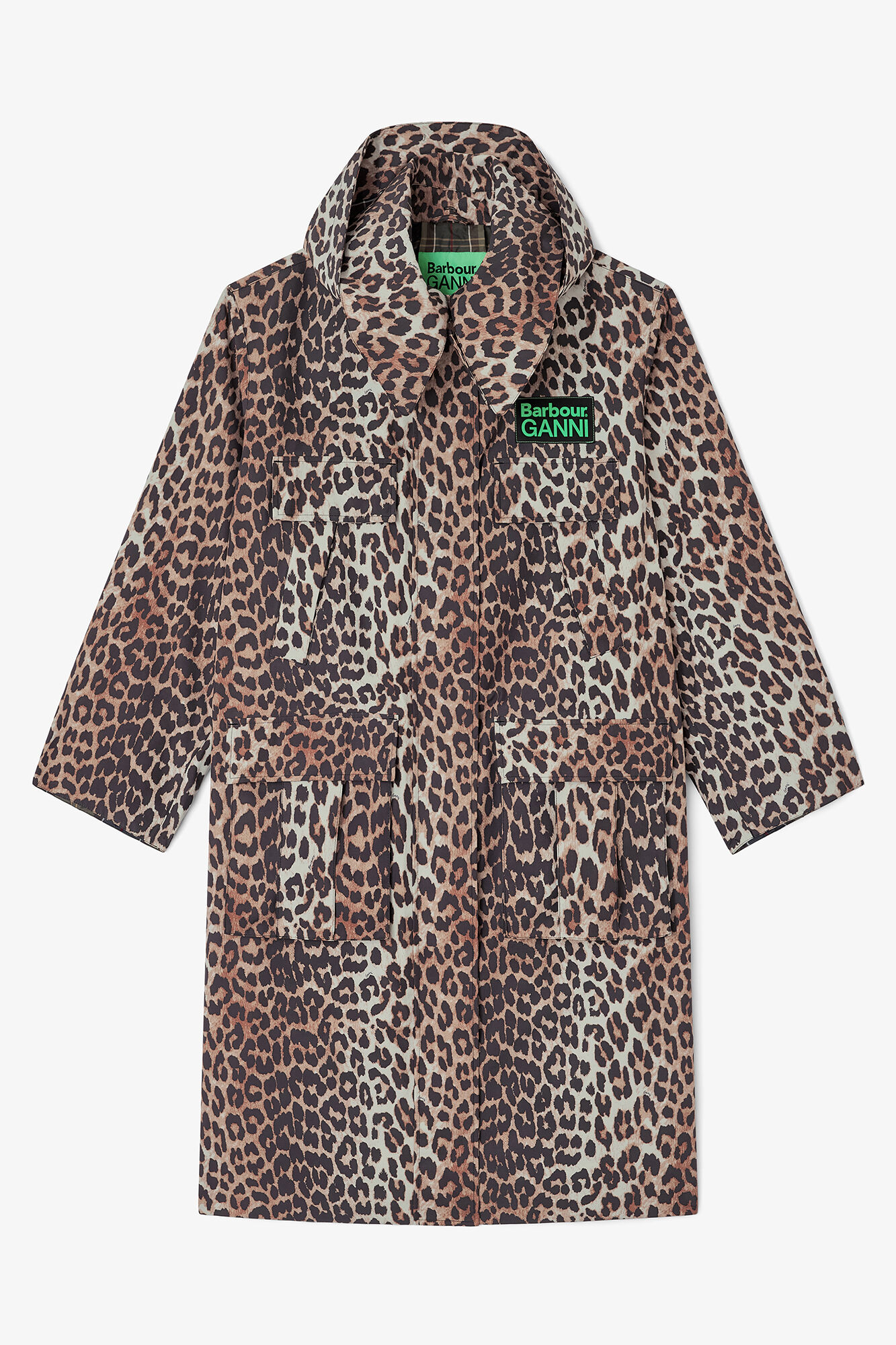 Manteau long imprim&eacute; l&eacute;opard, Recycled Polyester, in colour Leopard - 2 - GANNI