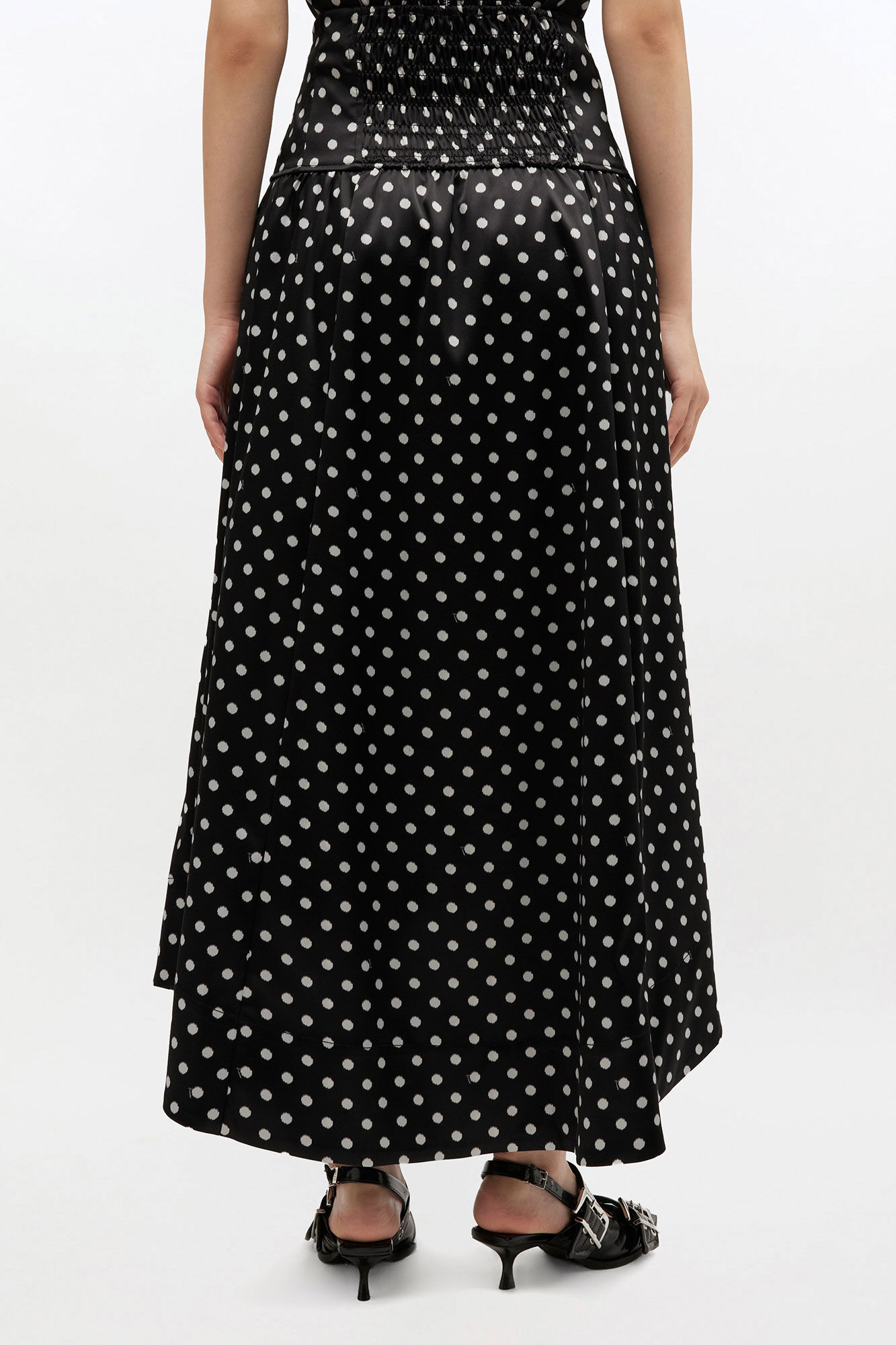 Polka-Dot Satin Corset Skirt, in colour Black - 3 - GANNI