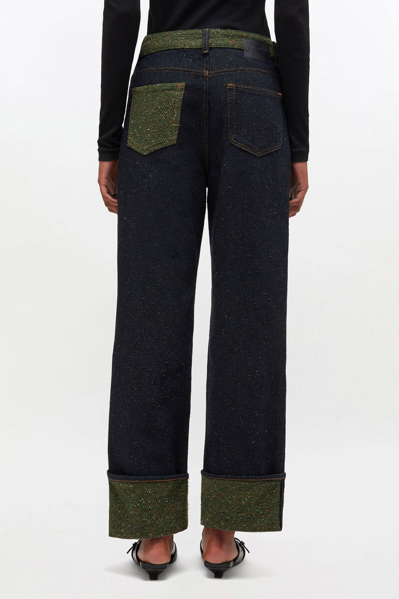 Twill Denim Baggy Jeans, Organic Cotton, in colour Phantom - 3 - GANNI