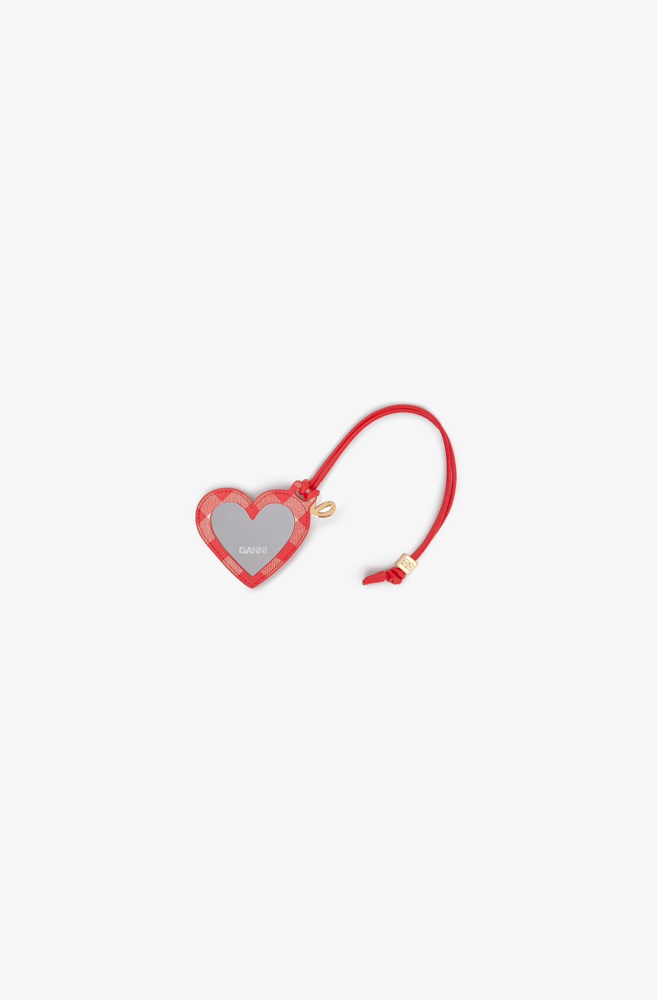 Red GANNI Bou Heart Mirror, Polyester, in colour Red Alert - 2 - GANNI