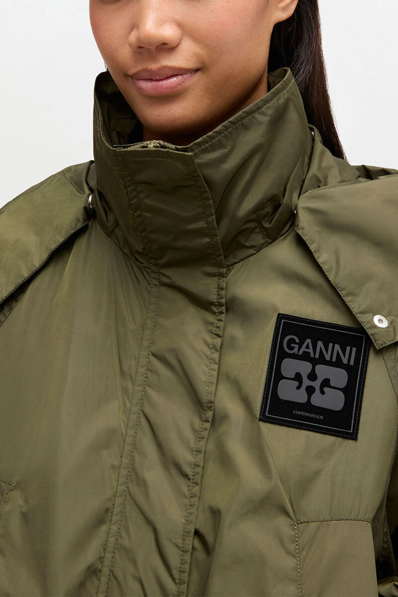 Parka i nylon, Recycled Polyamide, in colour Kalamata - 3 - GANNI