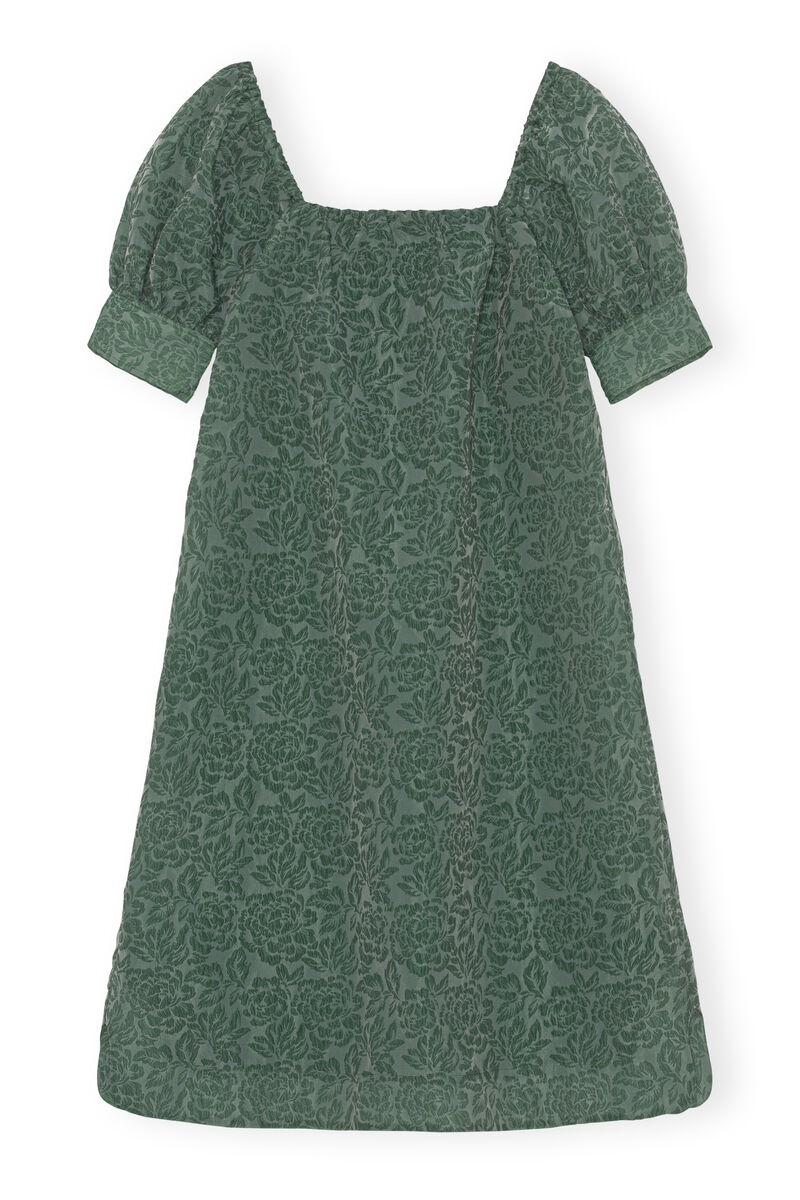 Jacquard Midi Dress, Polyamide, in colour Myrtle - 1 - GANNI