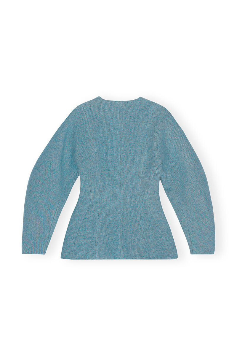 Twill Wool Suiting Blazer, Polyamide, in colour Heather - 2 - GANNI