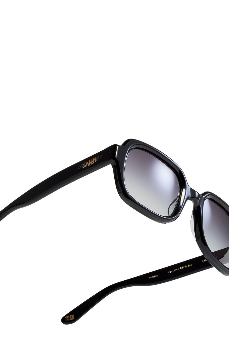 GANNI x Ace & Tate Black Twiggy Sunglasses, Acetate, in colour Black - 4 - GANNI