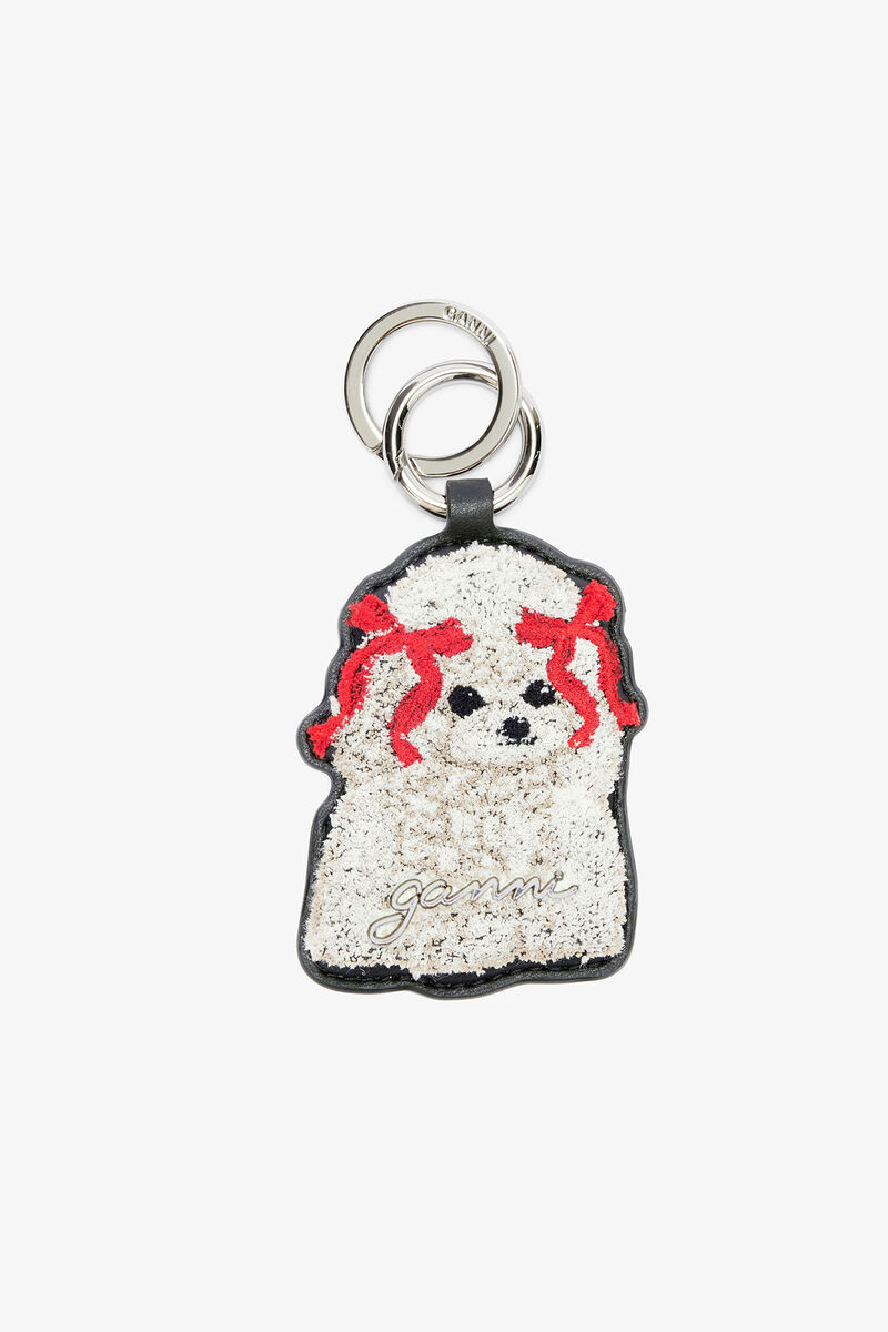 Joy Dog Bow Keyring, in colour Black - 1 - GANNI