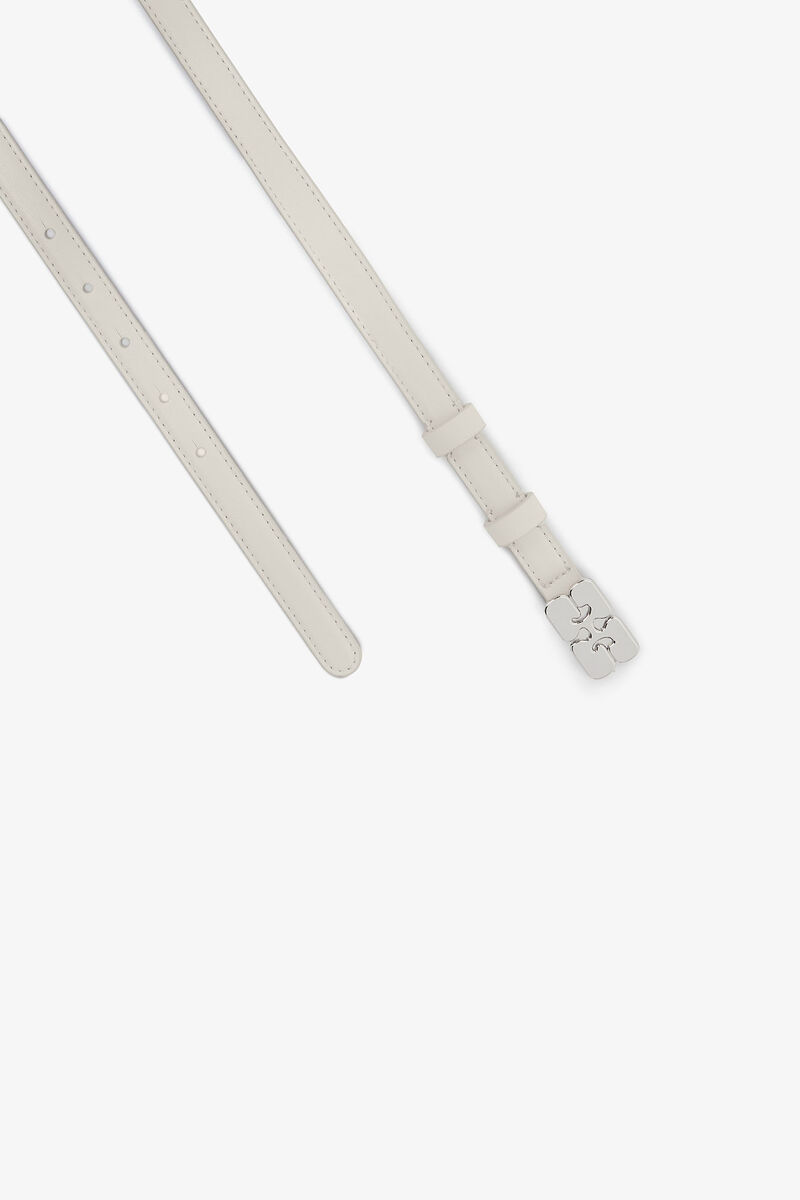 Ivory Slim GANNI Bou Belt, Polyester, in colour Egret - 2 - GANNI
