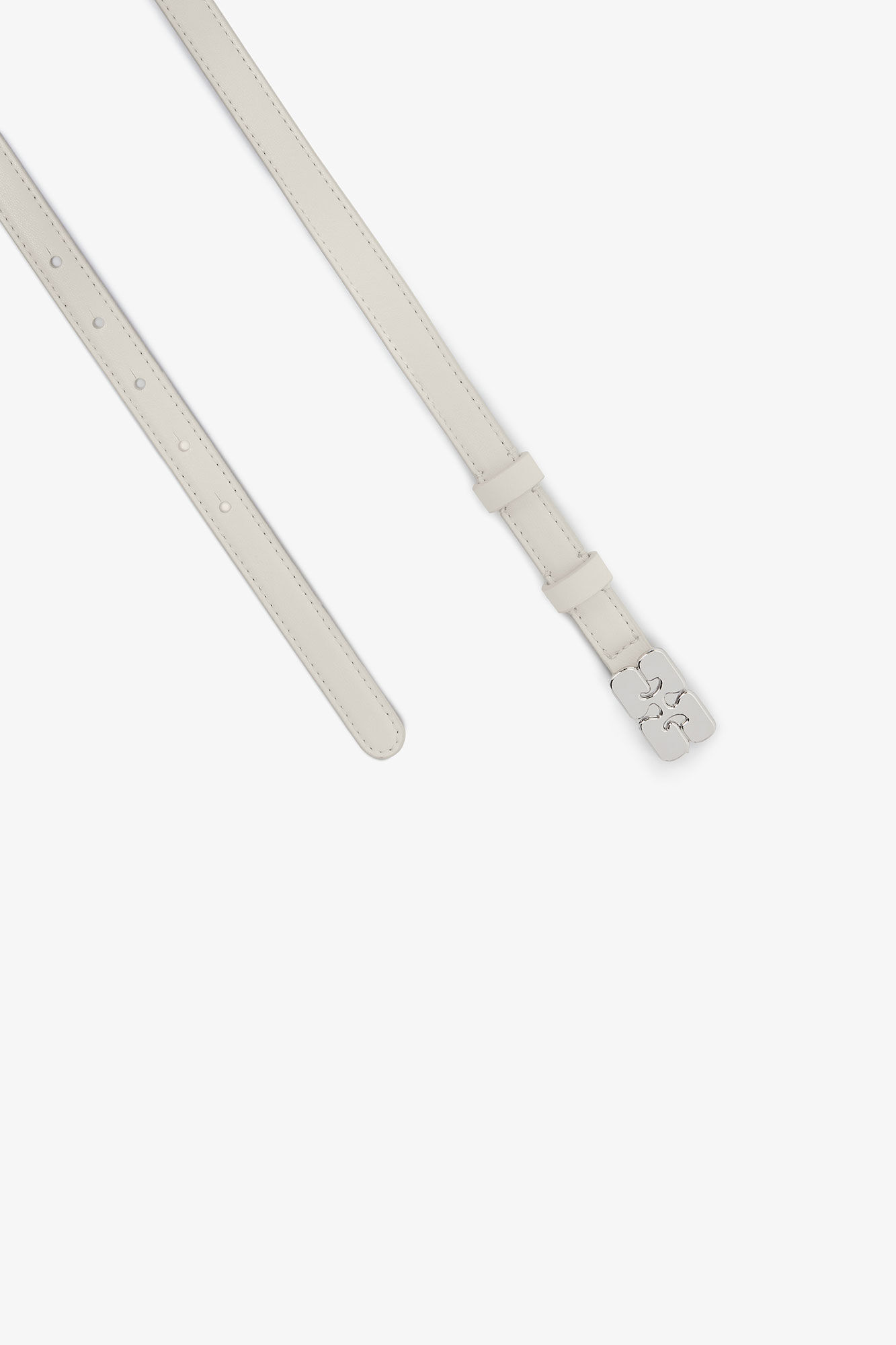 Ivory Slim GANNI Bou Belt, Polyester, in colour Egret - 2 - GANNI