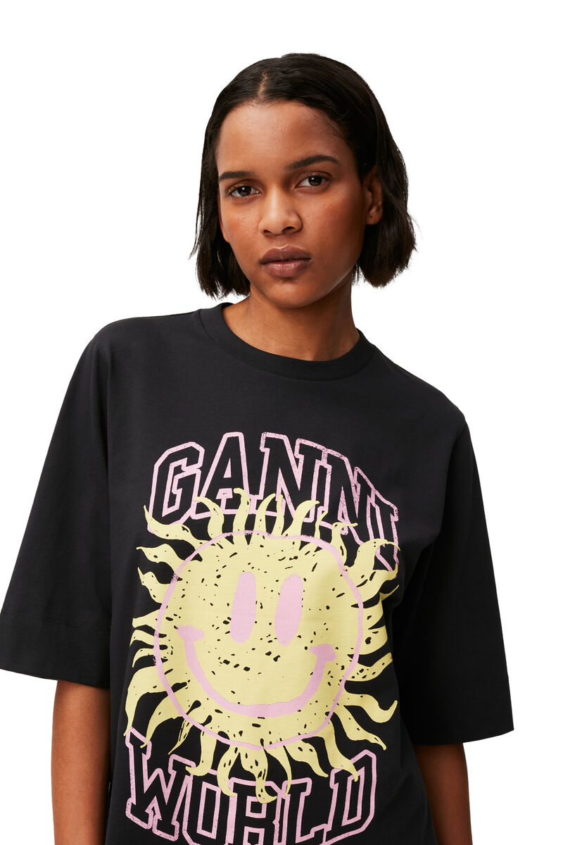 Smiley T-shirt, Cotton, in colour Phantom - 3 - GANNI