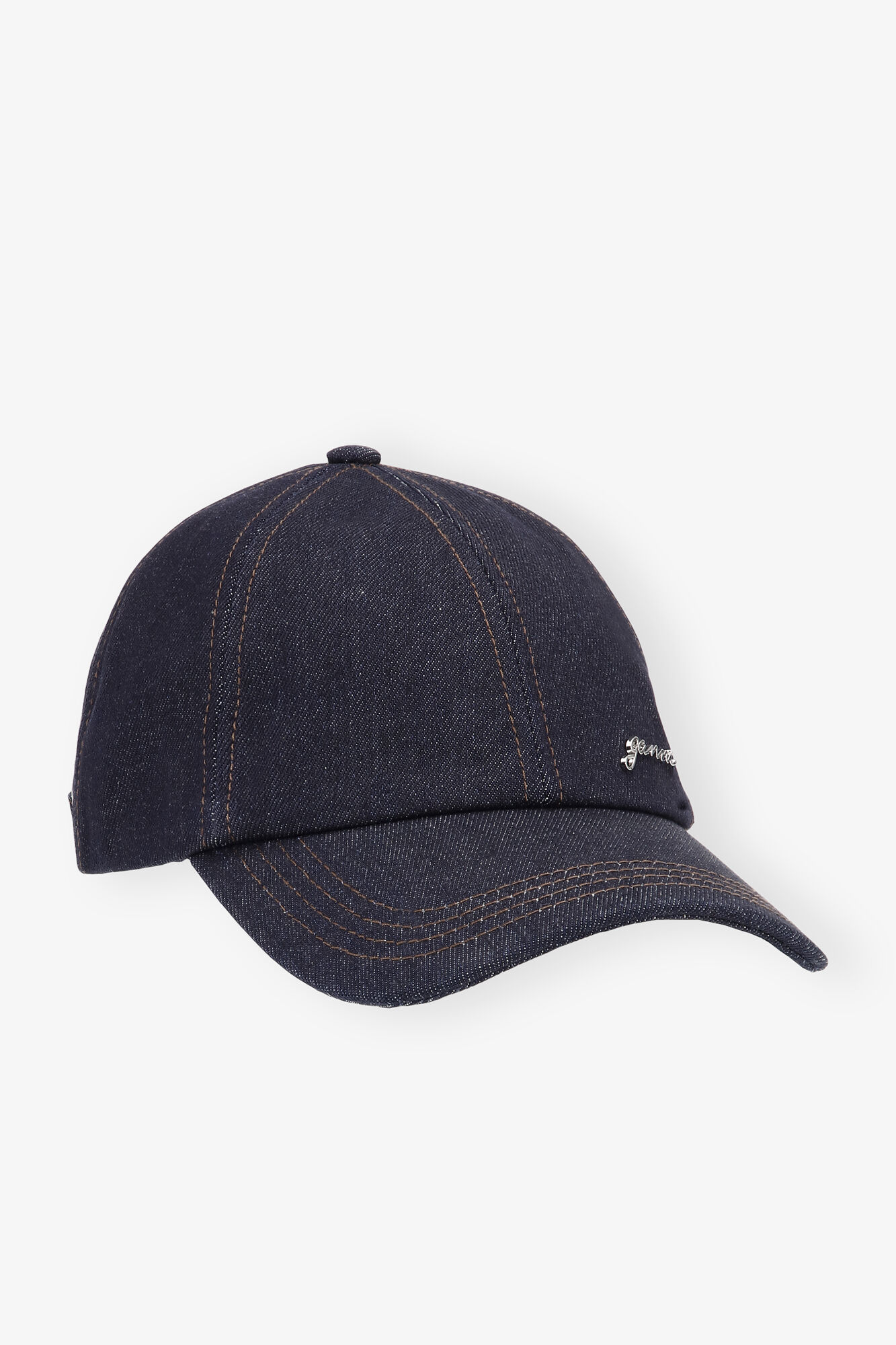 Denim Cap, Recycled Cotton, in colour Dark Navy - 1 - GANNI