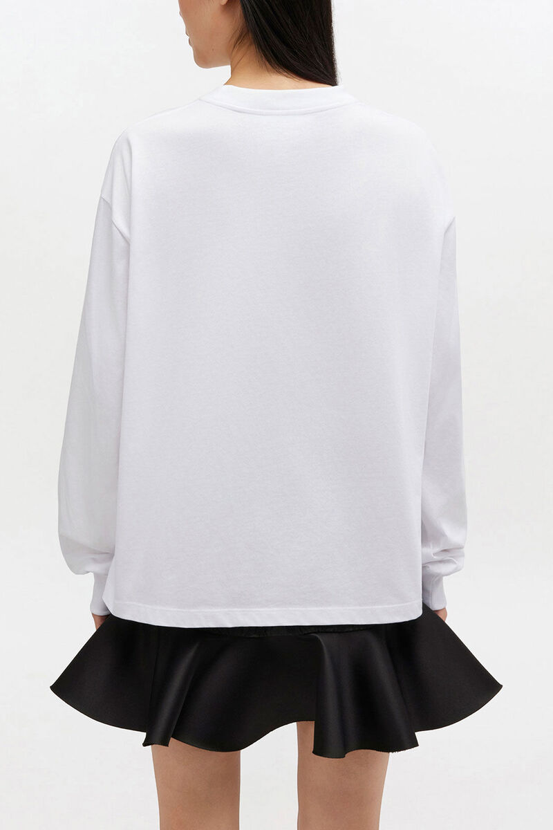 Long-sleeve Fruit T-shirt, Organic Cotton, in colour Bright White - 3 - GANNI