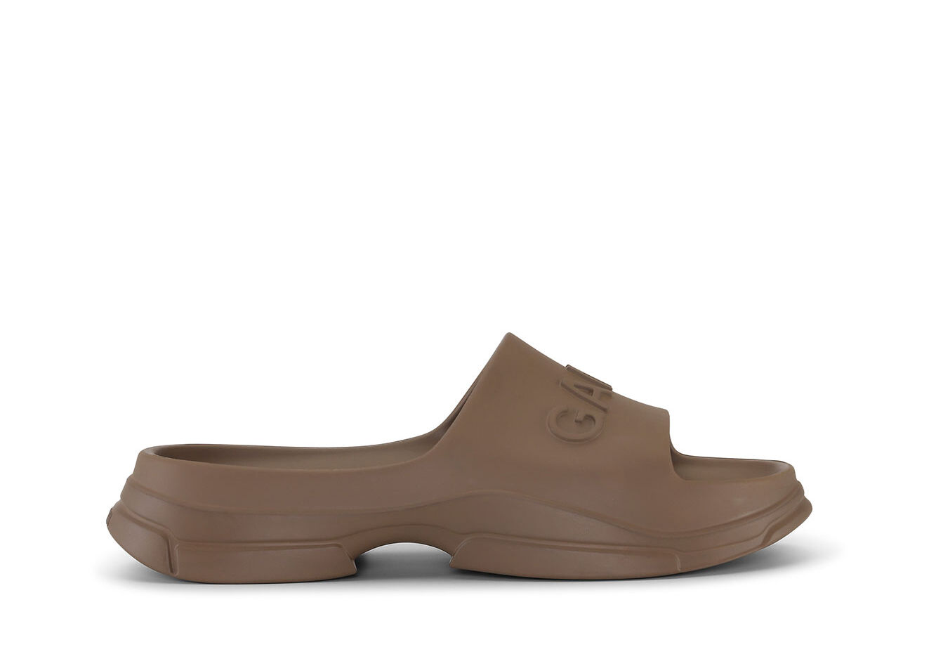 Brown Pool Slide Sandals, Acetate, in colour Shitake - 1 - GANNI