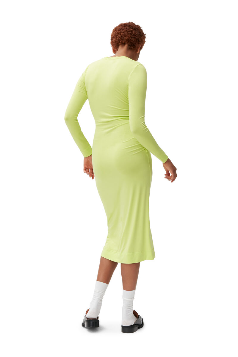 Ruched Midi Dress, Elastane, in colour Lime Popsicle - 2 - GANNI