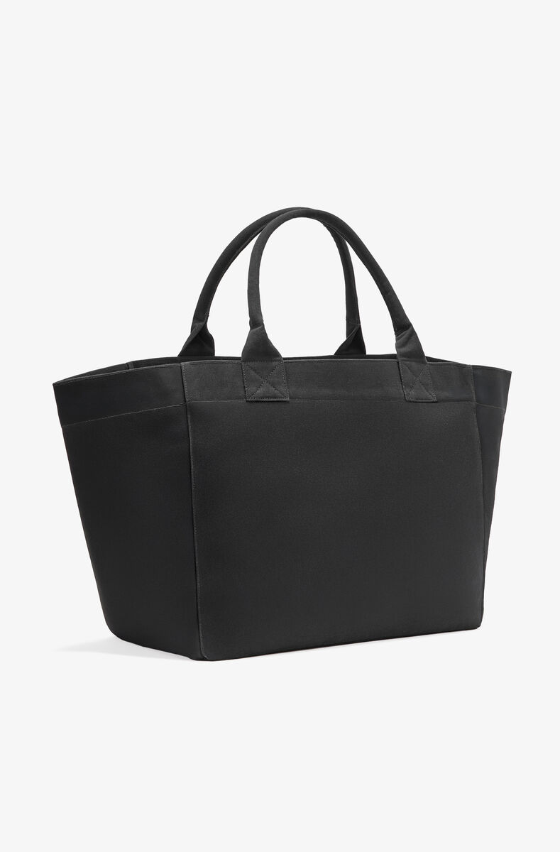 Black XXL Banana Print Tote, Recycled Cotton, in colour Black - 2 - GANNI