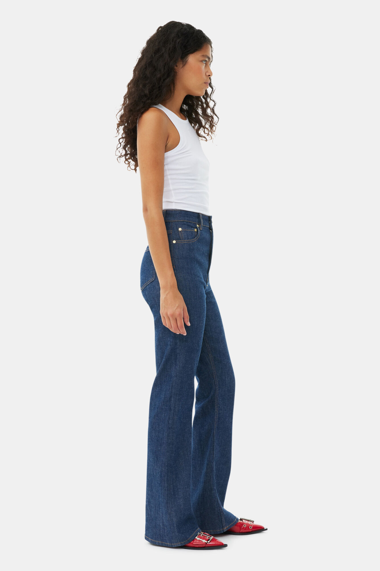 Rinse Stretch Iry Jeans, Cotton, in colour Rinse - 3 - GANNI