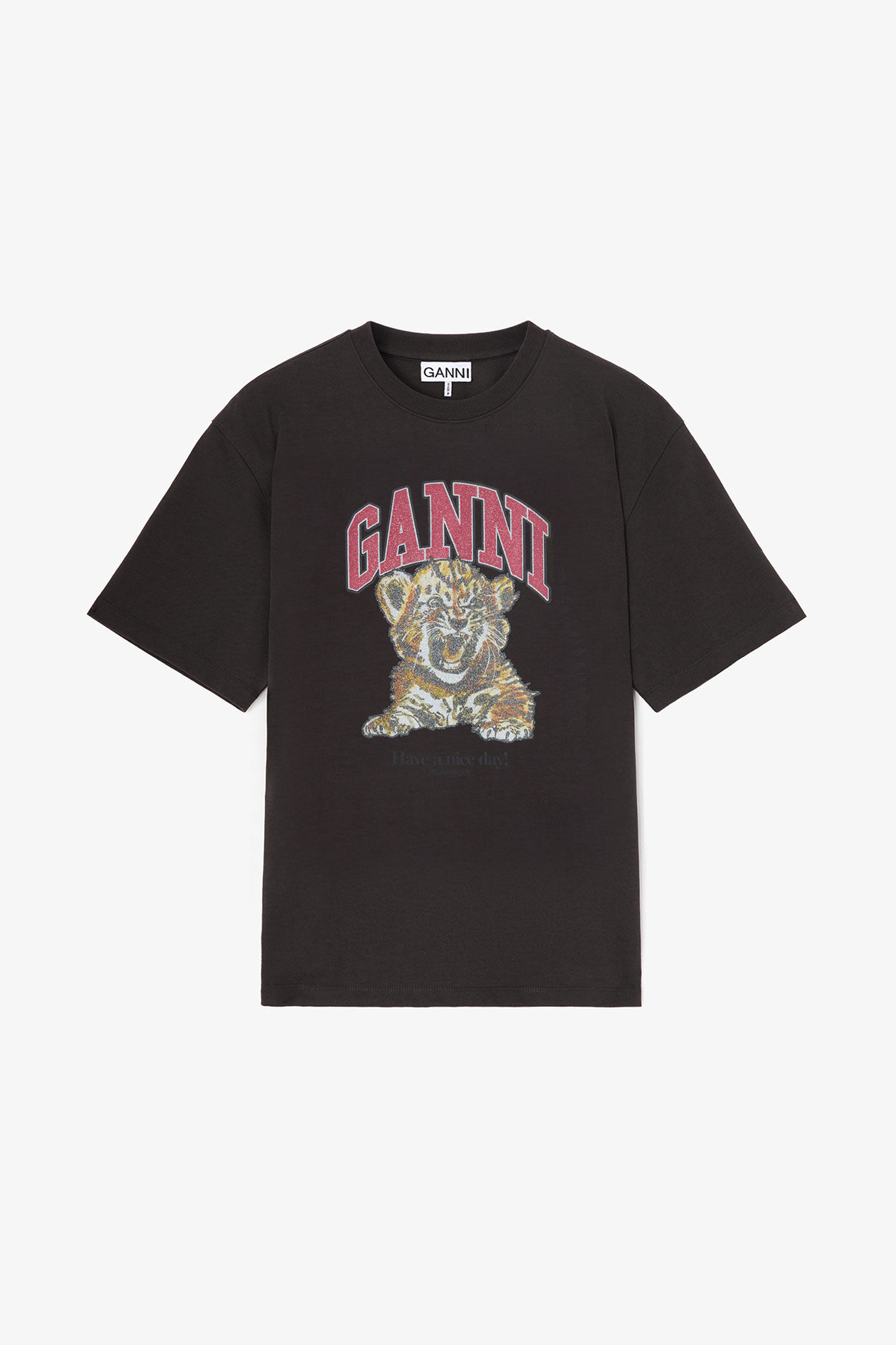 T-Shirt mit Tiger, Organic Cotton, in colour Phantom - 1 - GANNI