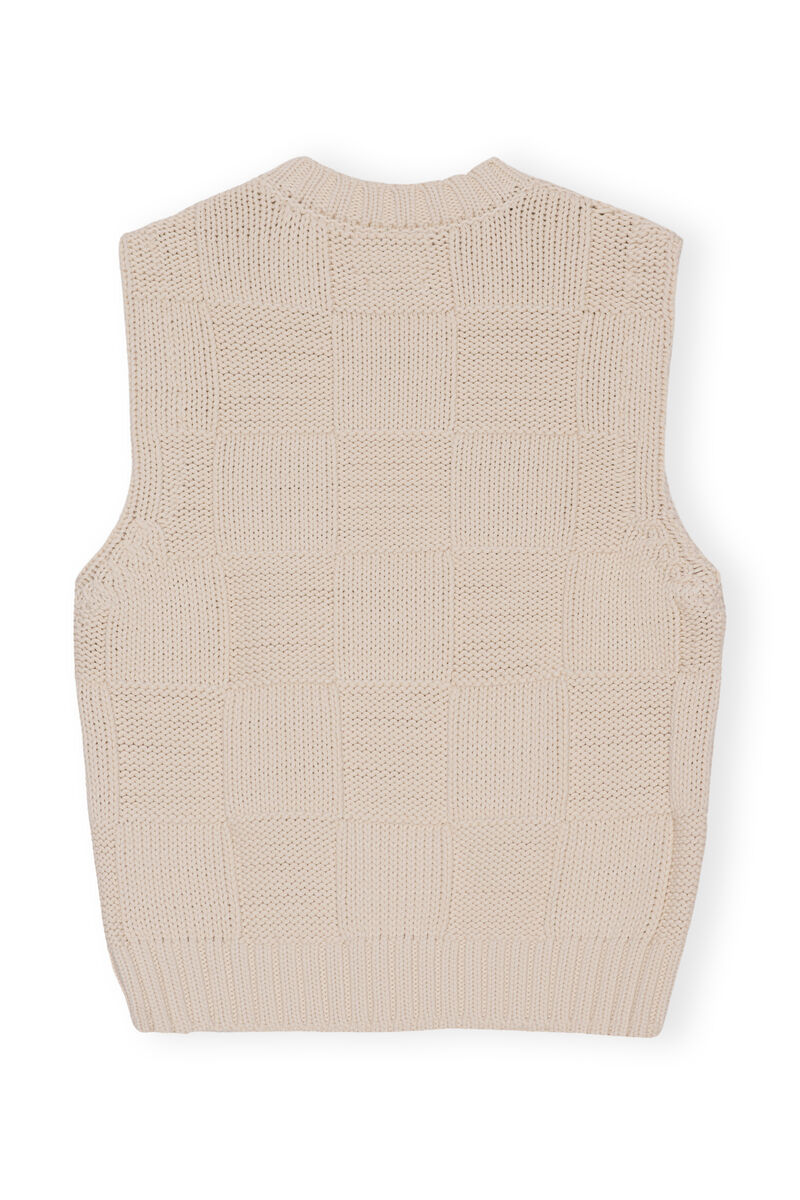Cotton Logo Vest, Cotton, in colour Egret - 2 - GANNI