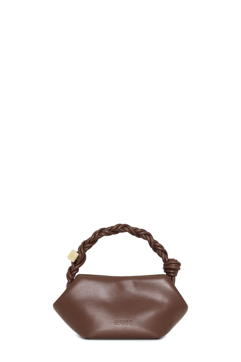 Brown Mini GANNI Bou Bag, Polyester, in colour Chocolate Fondant - 3 - GANNI