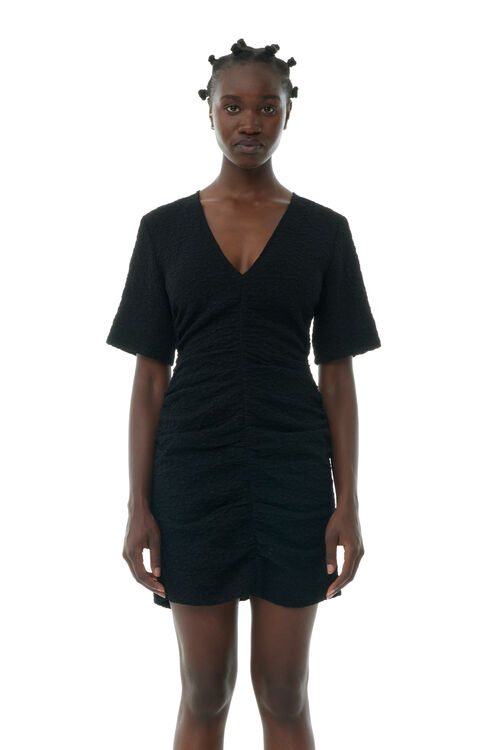 Black Textured Suiting Mini Dress, in colour Black - 2 - GANNI