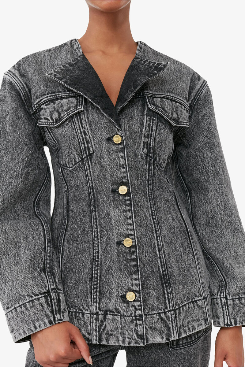 Snow Washed Denim Angi Jeans, Organic Cotton, in colour Black Washed - 4 - GANNI