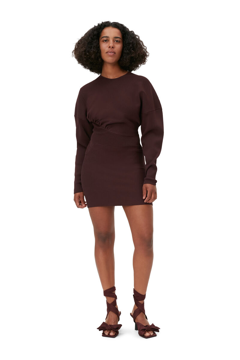 Asymmetrical Mini Dress, Elastane, in colour Port Royale - 1 - GANNI