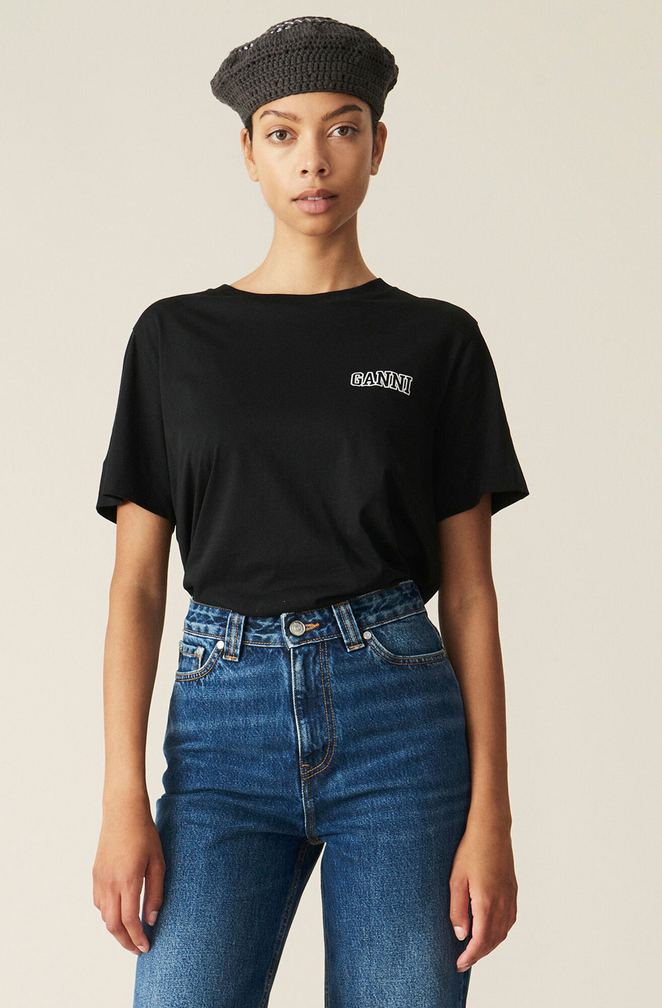 Ganni Software Lightweight Long-sleeve Tee, Cotton, in colour Black - 1 - GANNI