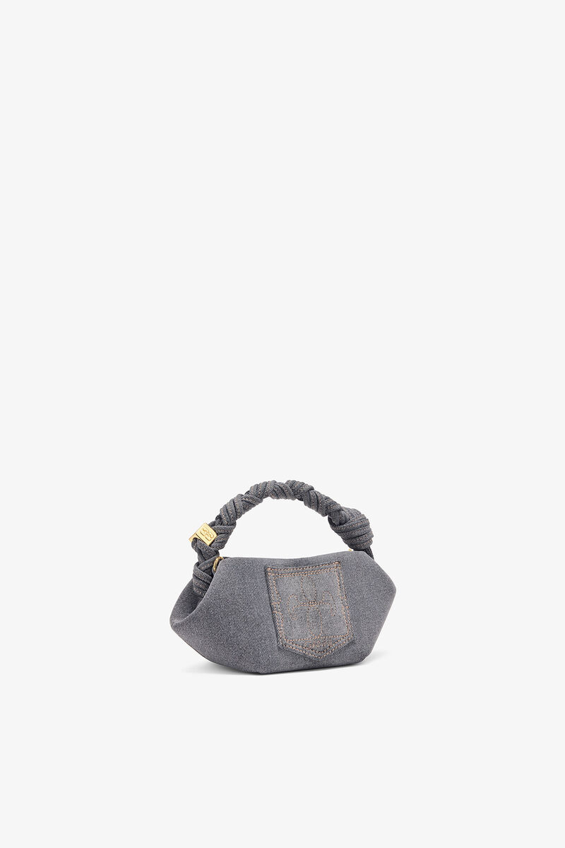 Washed Grey Mini Bou Bag, Recycled Cotton, in colour Lava Smoke - 2 - GANNI