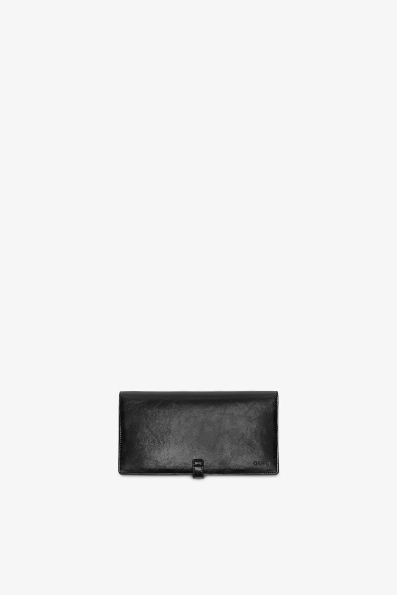 Sue Slim Long Wallet in Black, in colour Black - 2 - GANNI