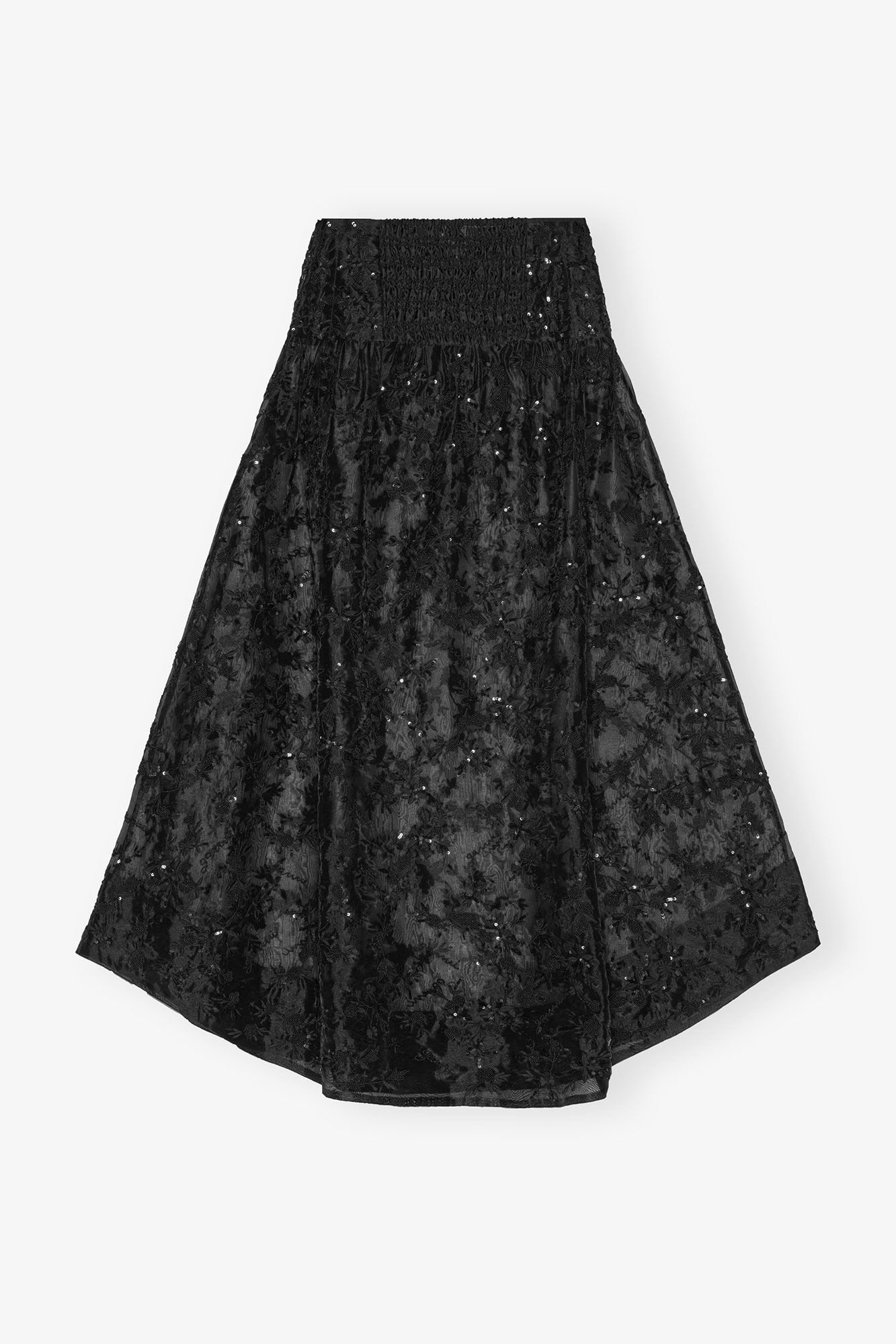 Black Embellished Organza Skirt, Recycled Polyester, in colour Black - 2 - GANNI