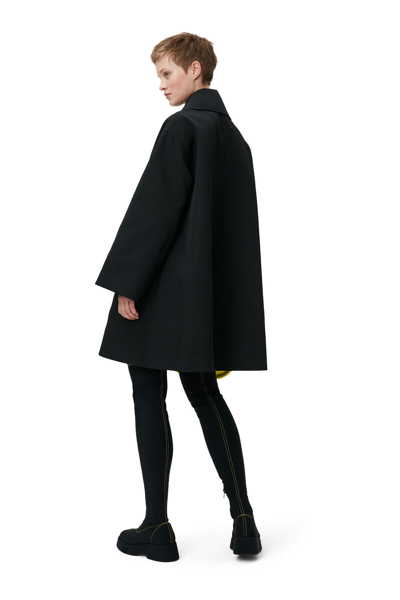 Heavy Twill Oversized Midi Jacket, Recycled Polyester, in colour Black - 2 - GANNI